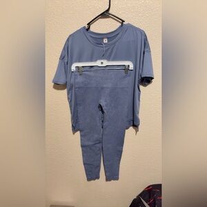 Yogalicious Blue Matching Set Leggings & Shirt for Women size medium